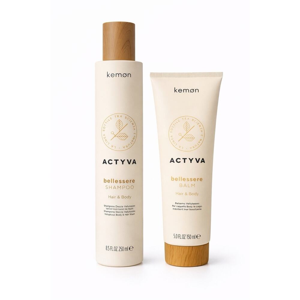 Kemon Actyva Bellessere Shampoo 8.5 Fl.oz Balm 5.1 Fl.oz Hair & Body Set Unseald